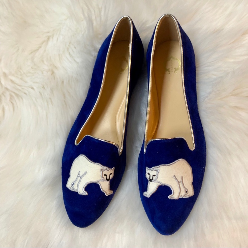 C Wonder Cobalt Polar Bear Suede Smoking Flats